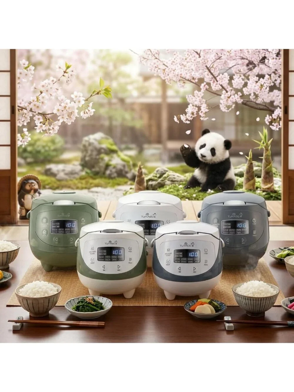 Compact Mini Rice Cooker with Ninja Ceramic Bowl, Fuzzy Logic, 4 Cooking